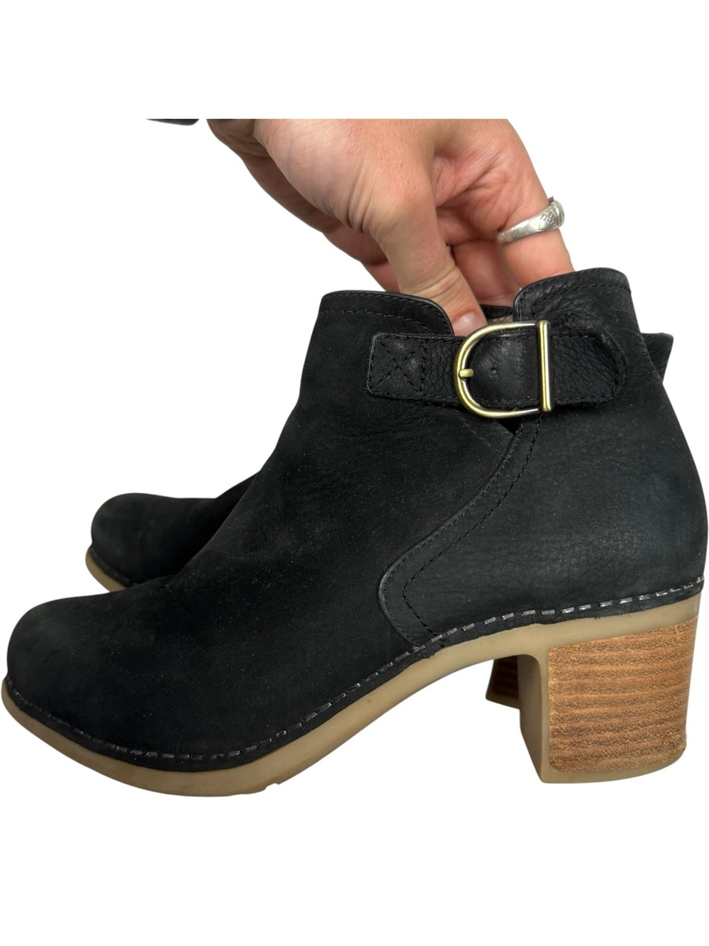 Dansko Henley Suede Black Clog Ankle Boots - Picture 4 of 7